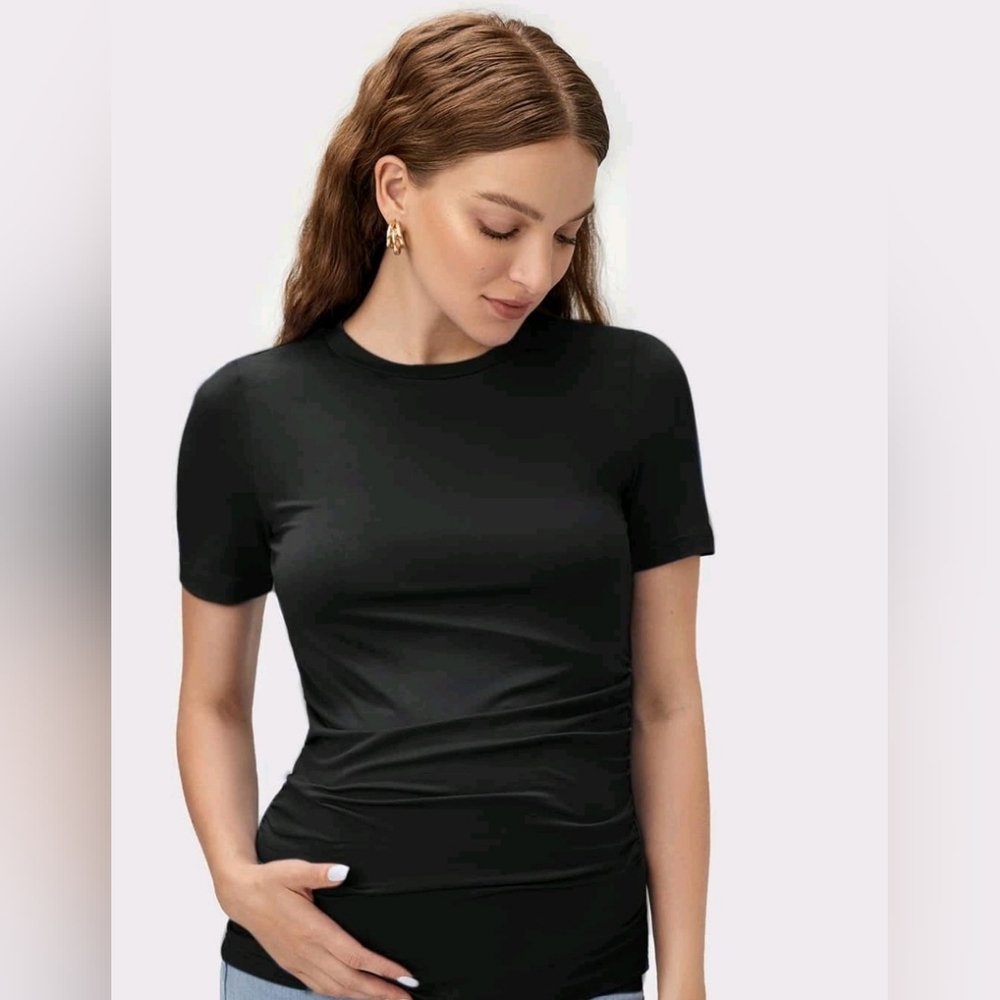 Classic Crewneck Short Sleeve Top - Black